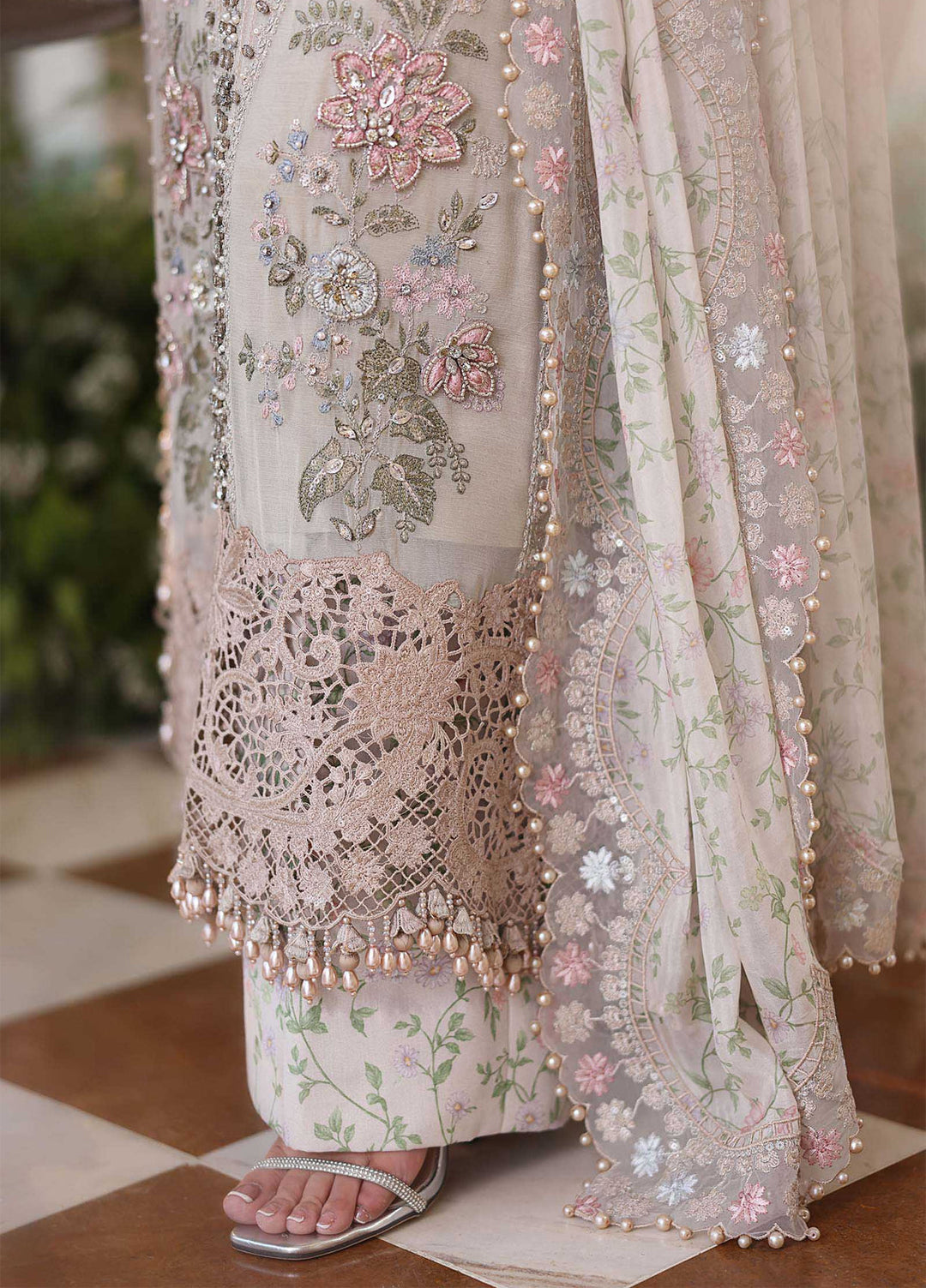 Maria B Unstitched Embroidered Chiffon 3 Piece Suit MB26UCF D7 - Festive Collection
