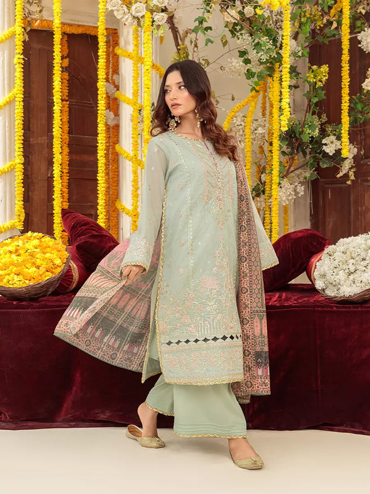 Salitex Unstitched Embroidered Cotton Net 3 Piece Suit SUNW6NO037UT - Festive Collection
