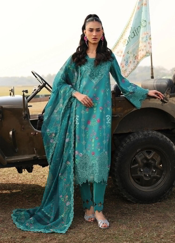 Sardinia Unstitched Embroidered Lawn 3 Piece Suit SRD26ULF D-11 TEALWOOD - Festive Collection