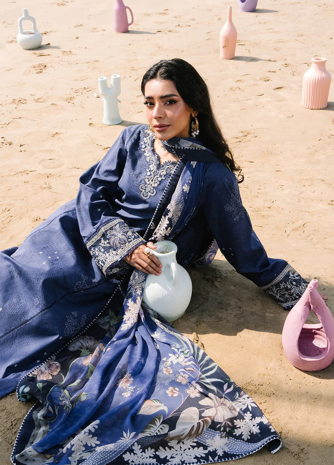 Afsanah by Seran Unstitched Embroidered Lawn 3 Piece Suit SN26UAL D-12 Sia - Summer Collection