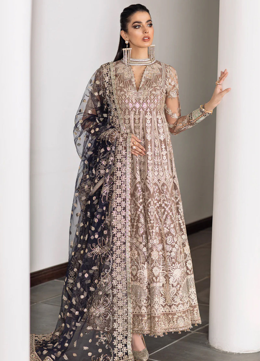 Chantelle by Baroque Unstitched Embroidered Net 3 Piece Suit BQ26UFC EC-07 - Festive Collection