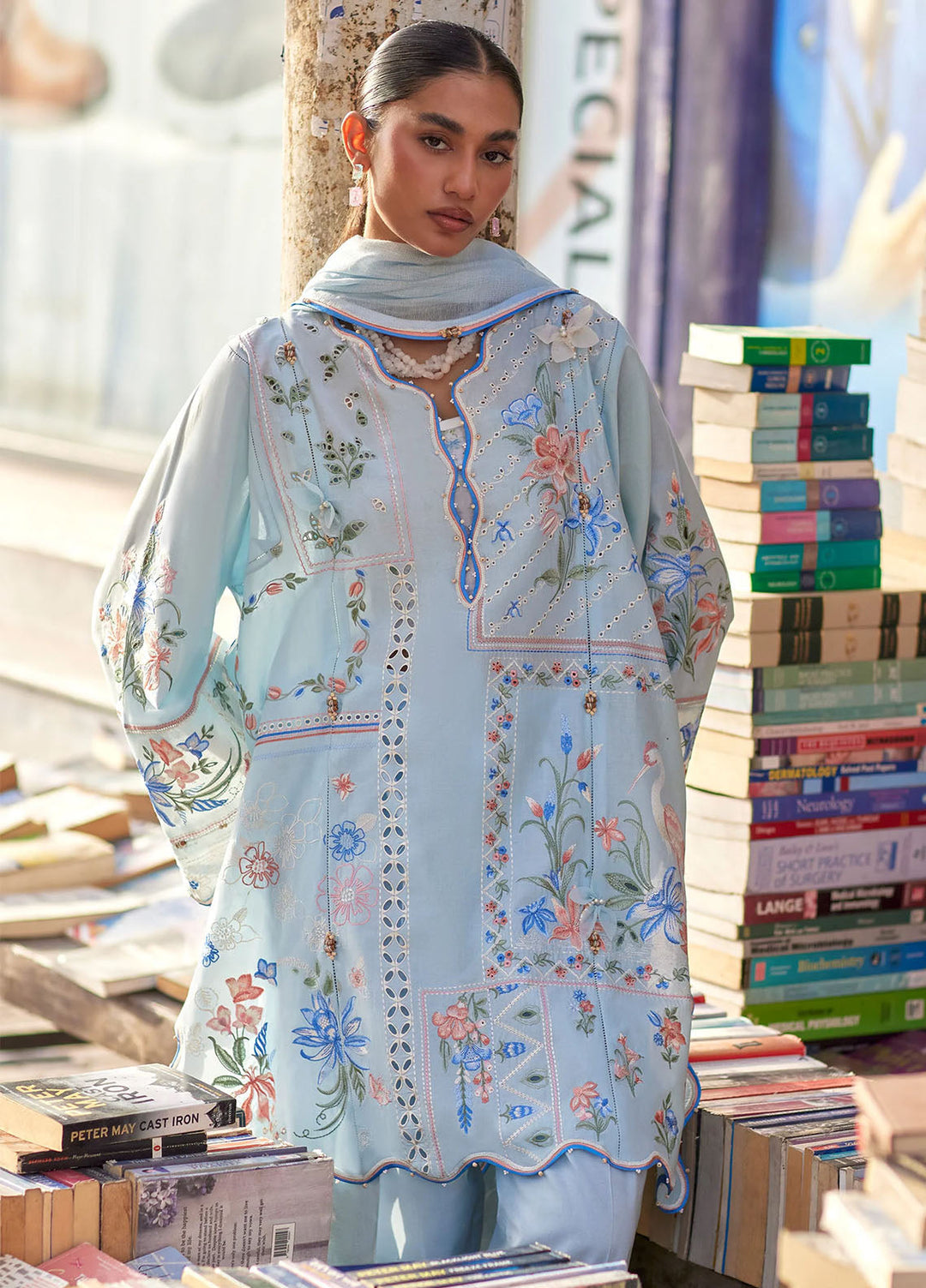 Wild Flower by Zaha Unstitched Embroidered Lawn 3 Piece Suit ZK26UWL ZF26-10 Forget Me Not Breeze - Festive Collection