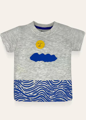Ixample Pret Printed Cotton Jersey 1 Piece Oatmeal Waves