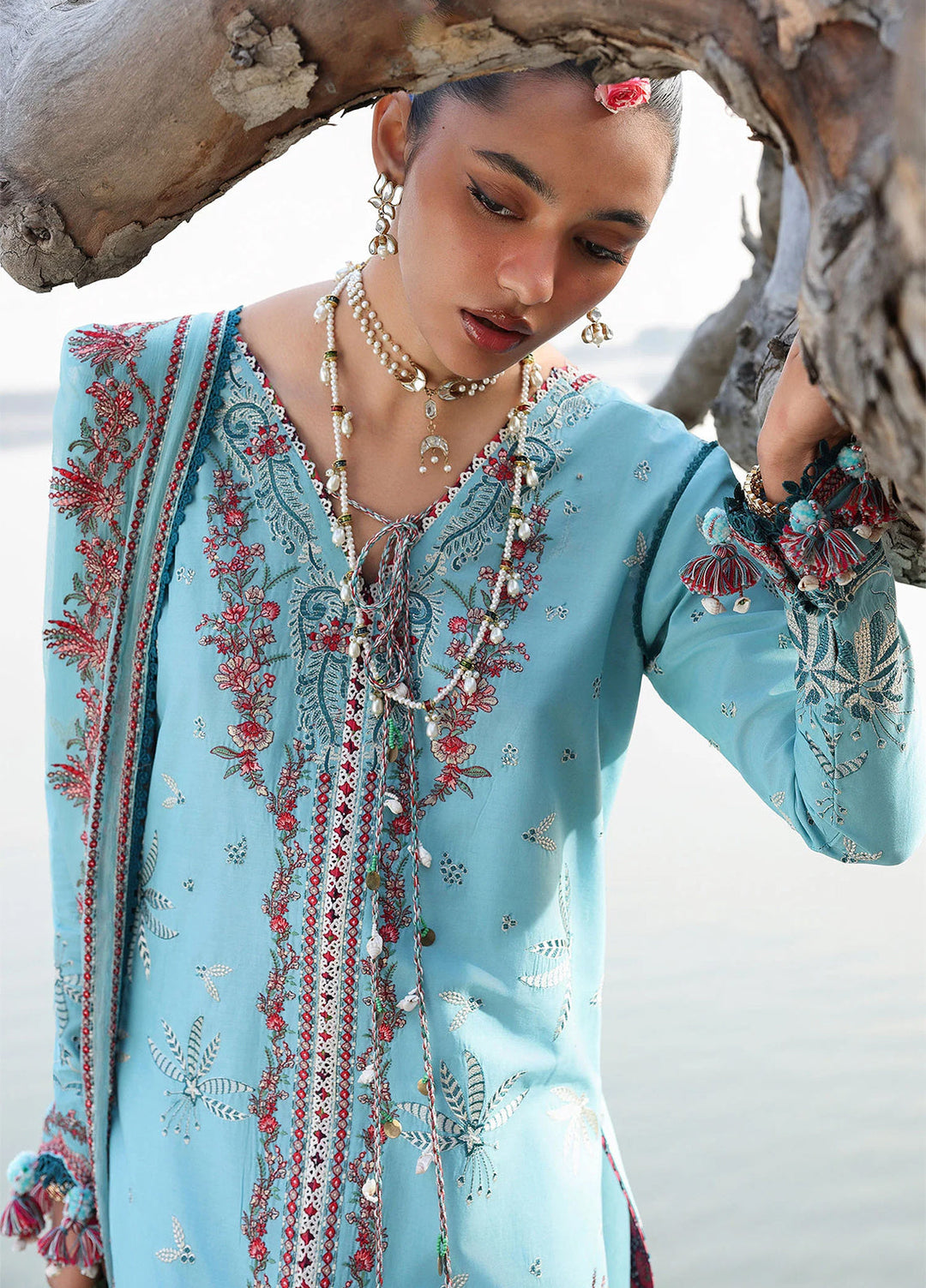 Kalabagh by Hussain Rehar Unstitched Embroidered Luxury Lawn 3 Piece Suit HR26UKL D12 Sepher - Festive Collection