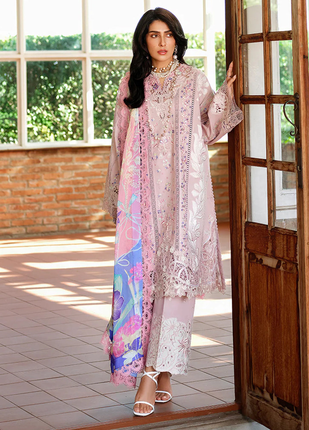 AMoi by Mushq Unstitched Embroidered Luxury Lawn 3 Piece Suit MU26AHL D-3 Opulent Whisper - Summer Collection