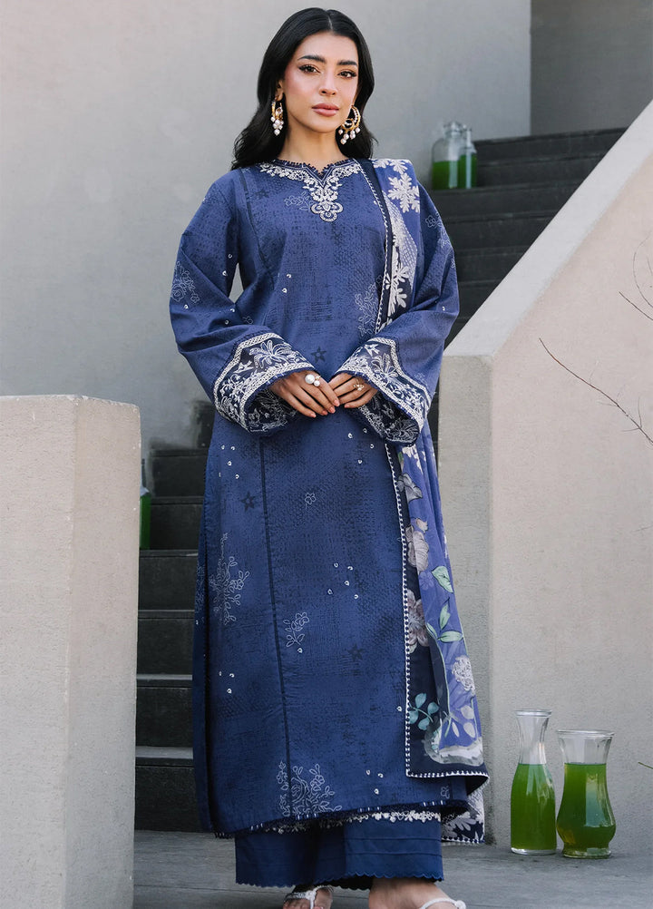 Afsanah by Seran Unstitched Embroidered Lawn 3 Piece Suit SN26UAL D-12 Sia - Summer Collection