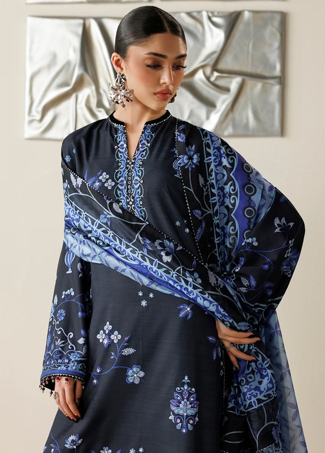 Orlina by Jazmin Unstitched Printed Rawsilk 3 Piece Suit JZ26UO OR26-D05 - Festive Collection