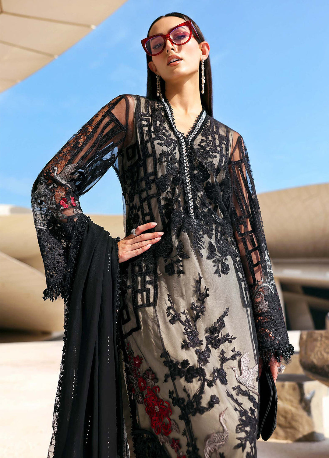 Maria B Unstitched Embroidered Luxury Lawn 3 Piece Suit MB26UEL 7B - Eid Collection