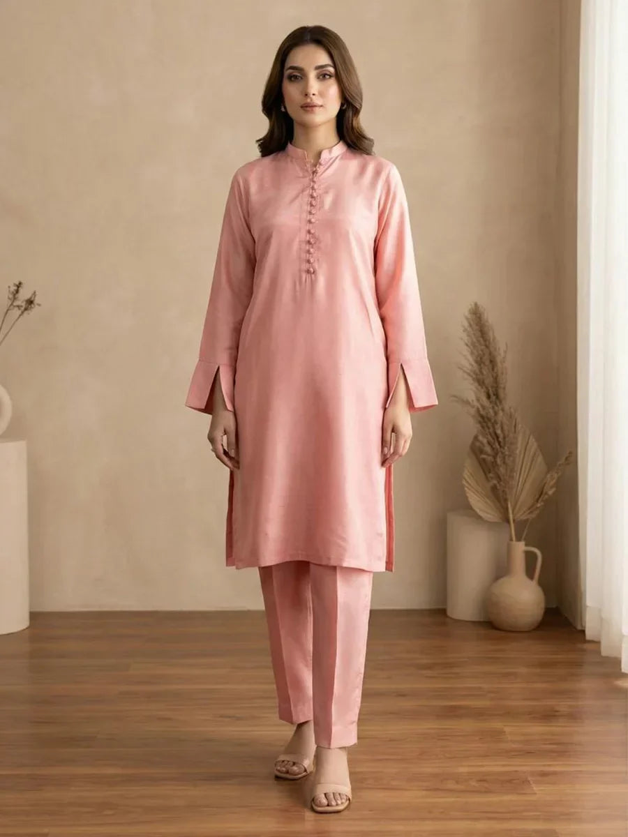Salitex Women Solids Silk 2 Piece Suit WP7L2PBC053 - Summer Collection