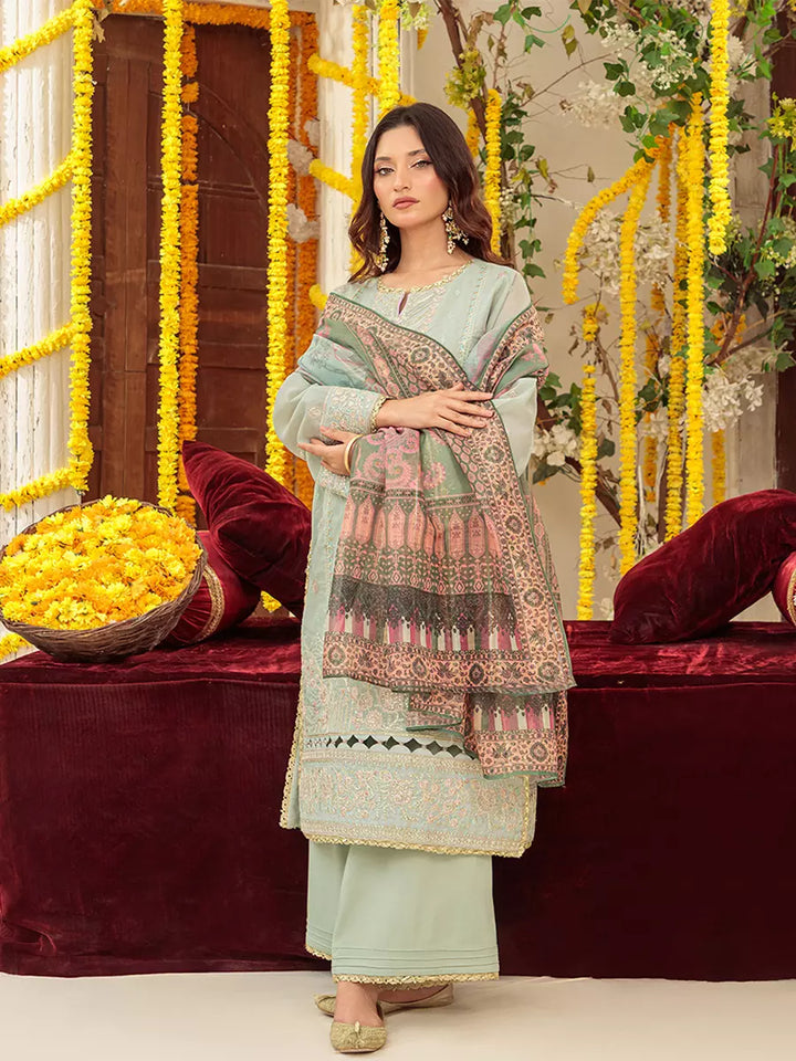 Salitex Unstitched Embroidered Cotton Net 3 Piece Suit SUNW6NO037UT - Festive Collection