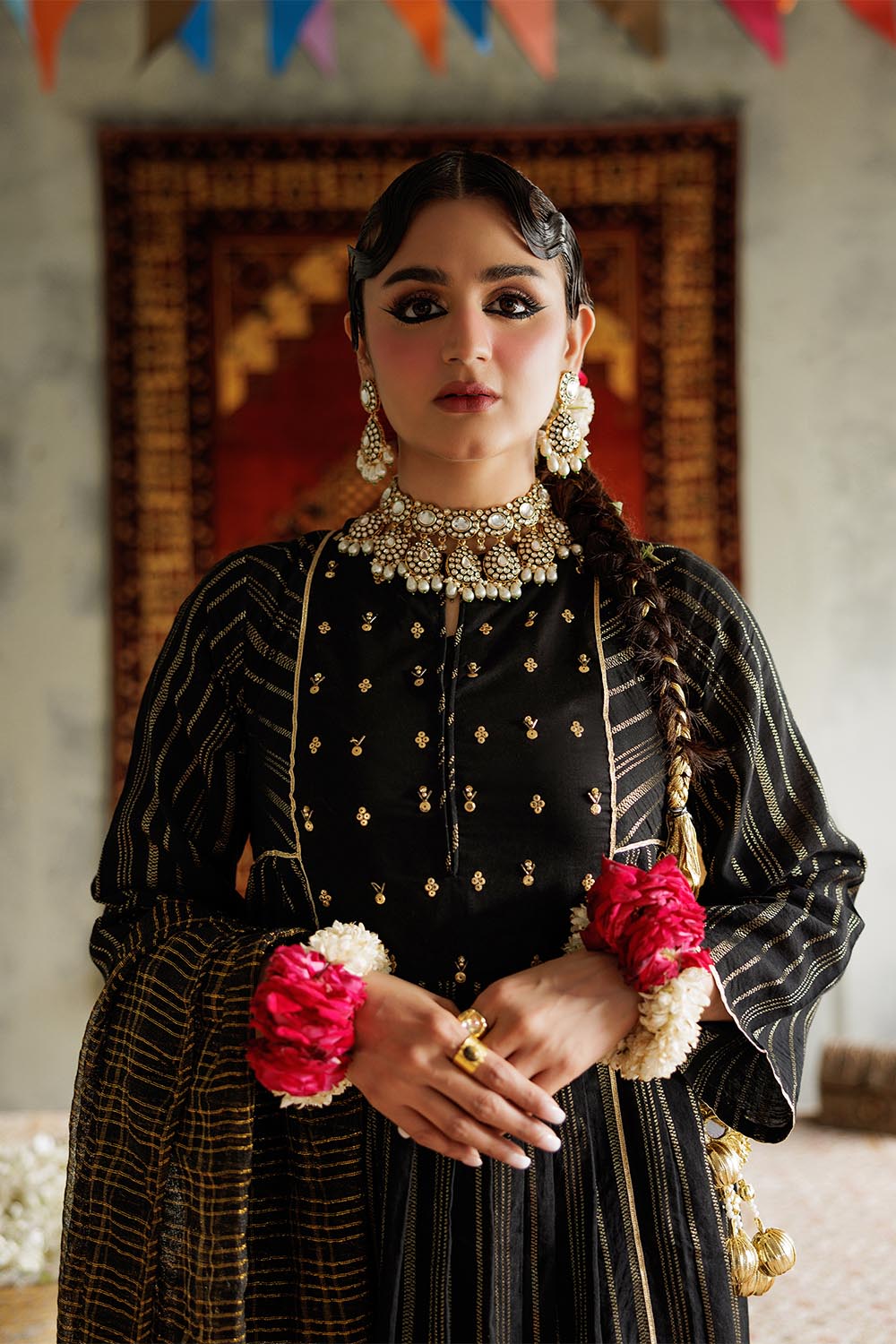 Senorita Women RTW Women Solids Black and Gold Casual Plus 3 Piece Suit Cotton Dobby LBD-02973 - Winter Collection