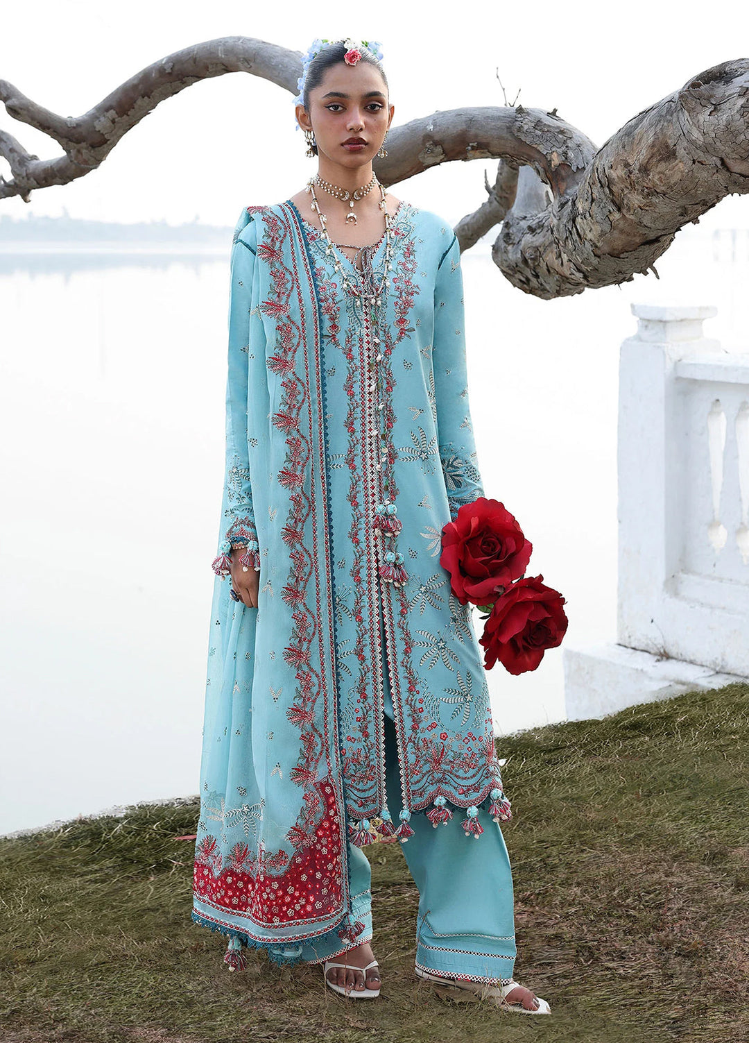 Kalabagh by Hussain Rehar Unstitched Embroidered Luxury Lawn 3 Piece Suit HR26UKL D12 Sepher - Festive Collection