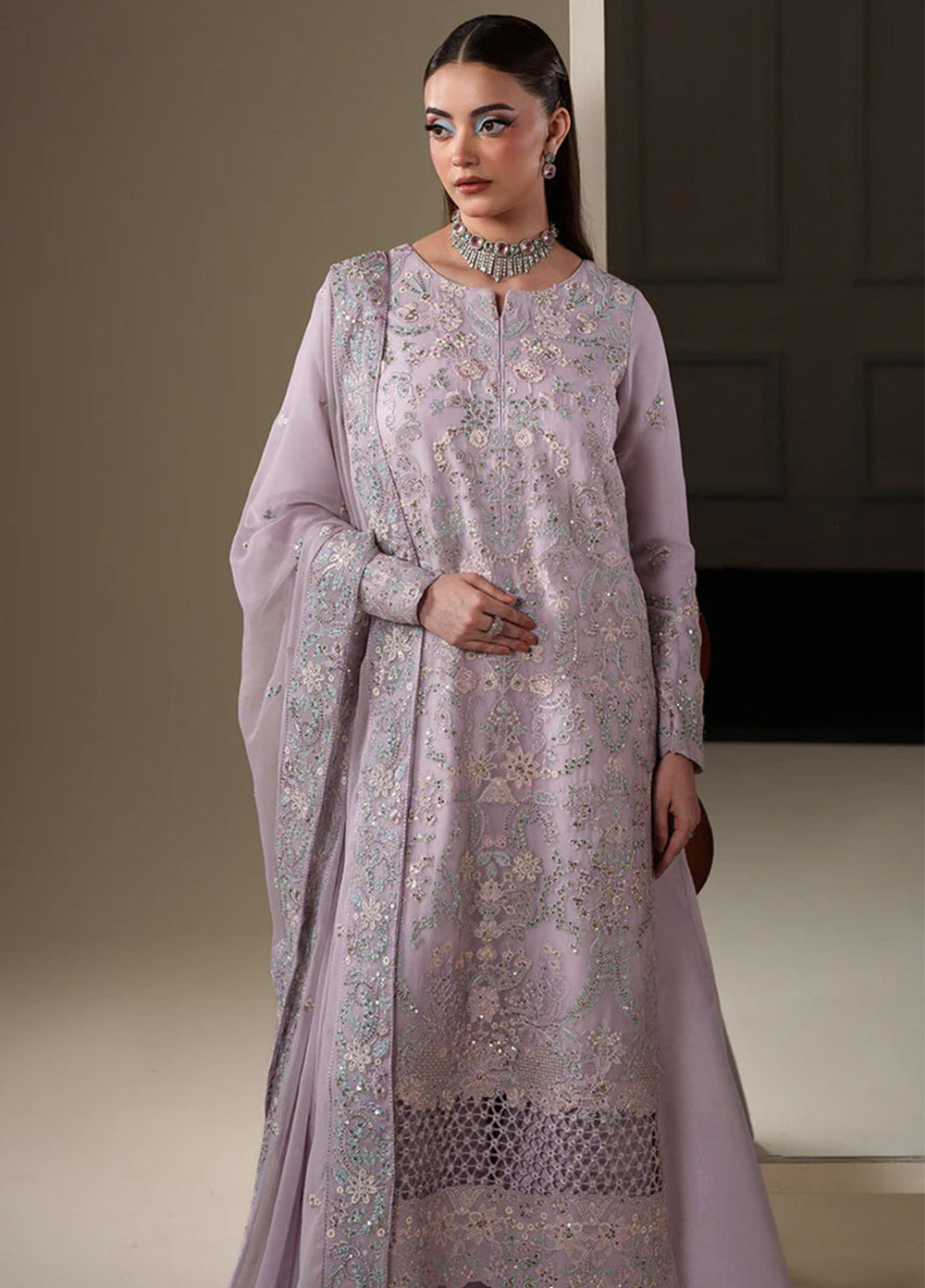 Nouvelle by Emaan Adeel Unstitched Embroidered Chiffon 3 Piece Suit EA26UNC Mira - Festive Collection