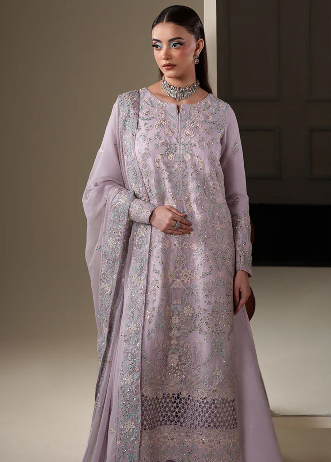 Nouvelle by Emaan Adeel Unstitched Embroidered Chiffon 3 Piece Suit EA26UNC Mira - Festive Collection