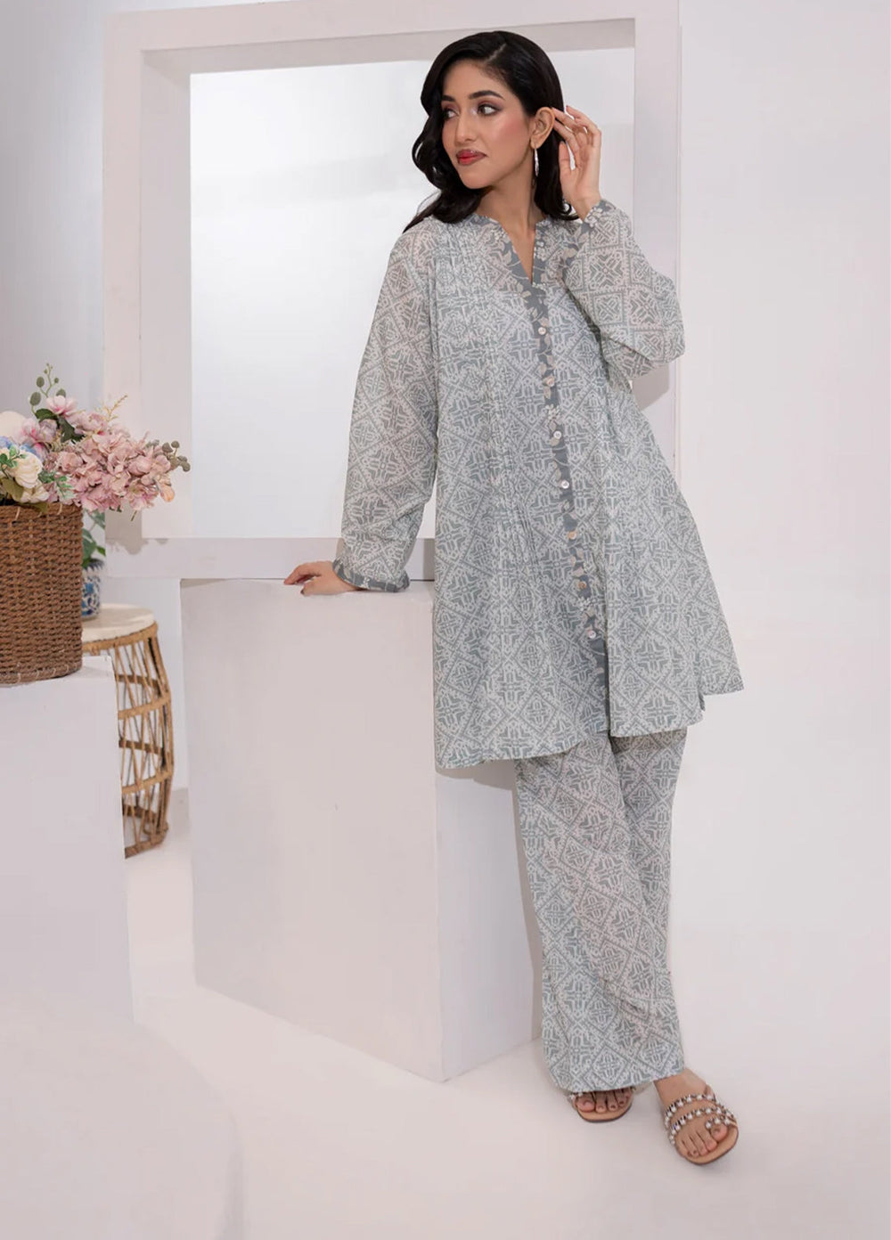 The Print Story by Shamooz RTW Printed Lawn 2 Piece Suit SHM26PL Dove I-L-007 - Casual Collection
