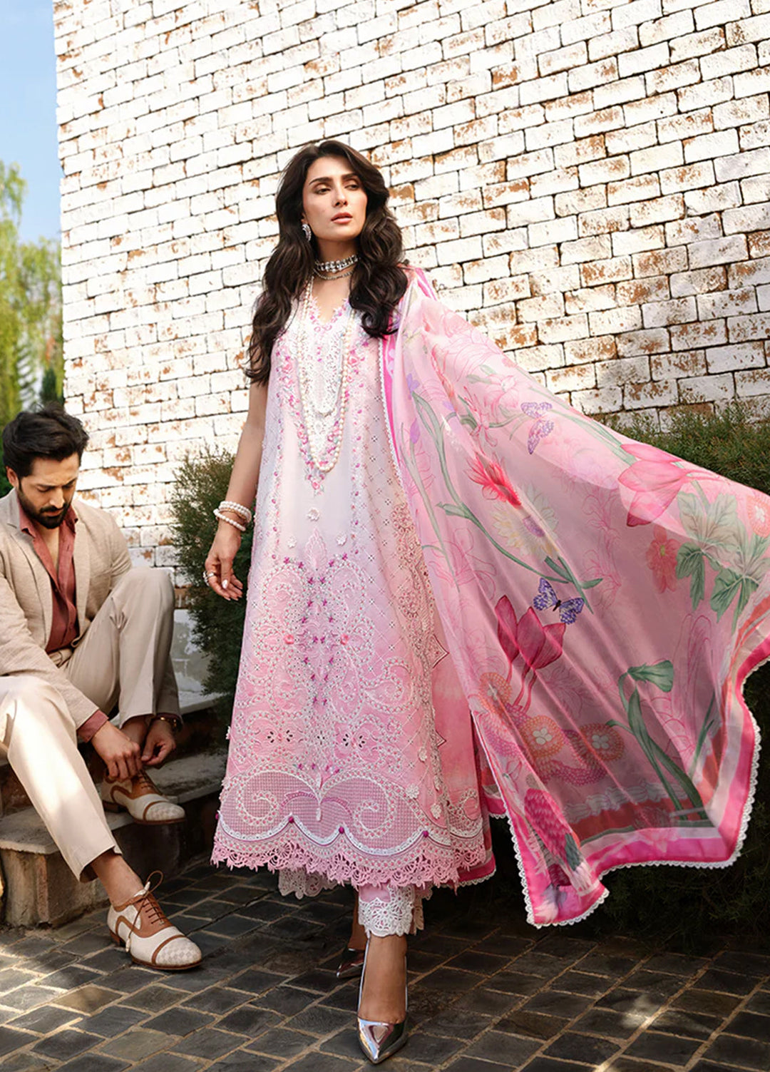 AMoi by Mushq Unstitched Embroidered Luxury Lawn 3 Piece Suit MU26AHL D-2 Silent Dreamer - Summer Collection