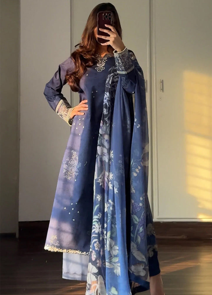 Afsanah by Seran Unstitched Embroidered Lawn 3 Piece Suit SN26UAL D-12 Sia - Summer Collection