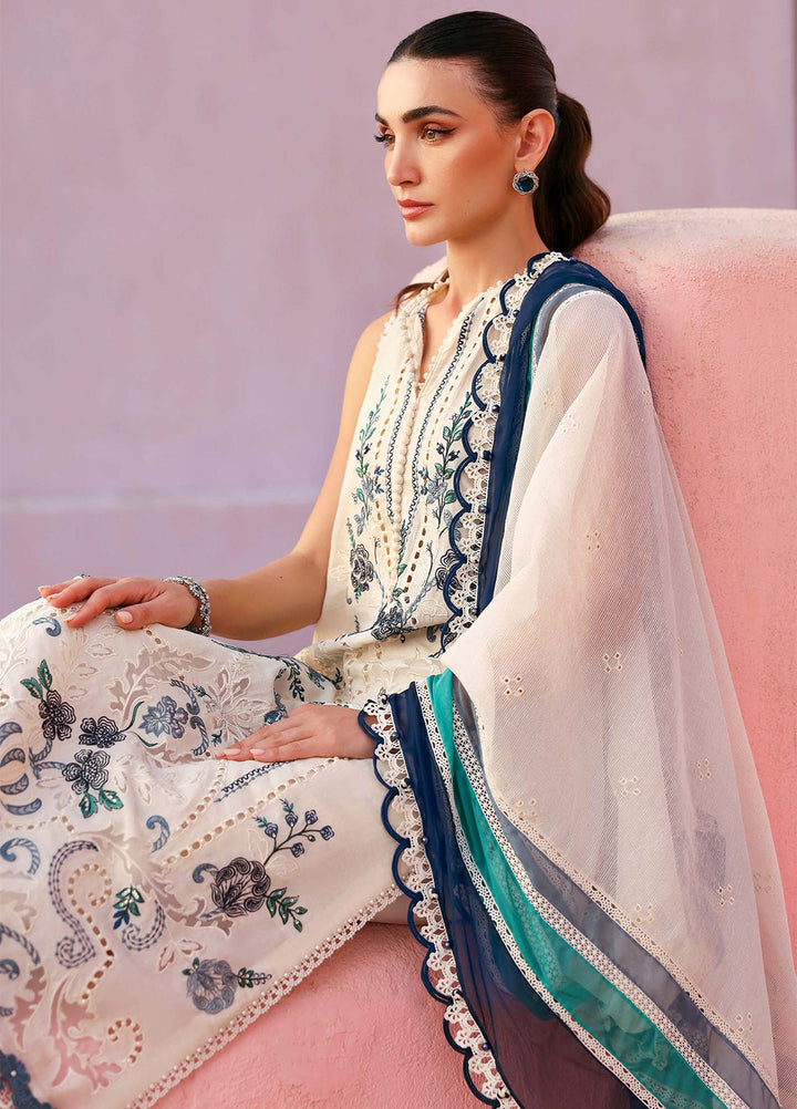 Maria B Unstitched Embroidered Luxury Lawn 3 Piece Suit MB26UEL 9B - Eid Collection