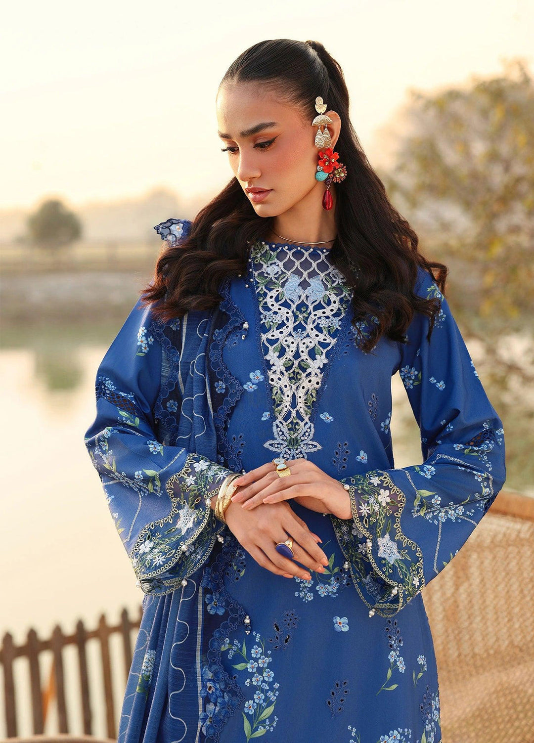Sardinia Unstitched Embroidered Lawn 3 Piece Suit SRD26ULF D-6 RIVERSIDE - Festive Collection