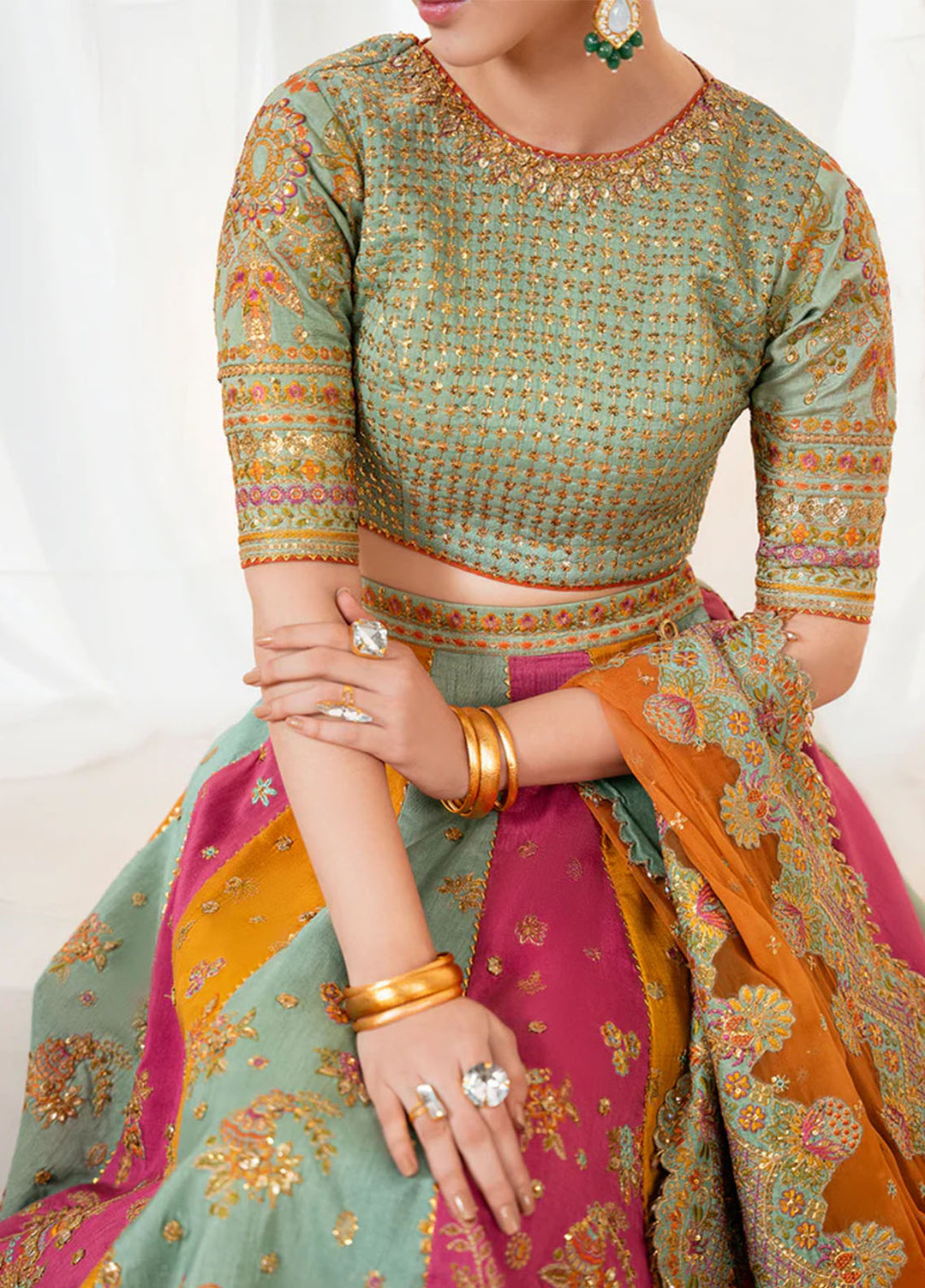 Baroque Embroidered Unstitched Organza 3 Piece Suits BQ25UF UF-4036 - Festive Collection