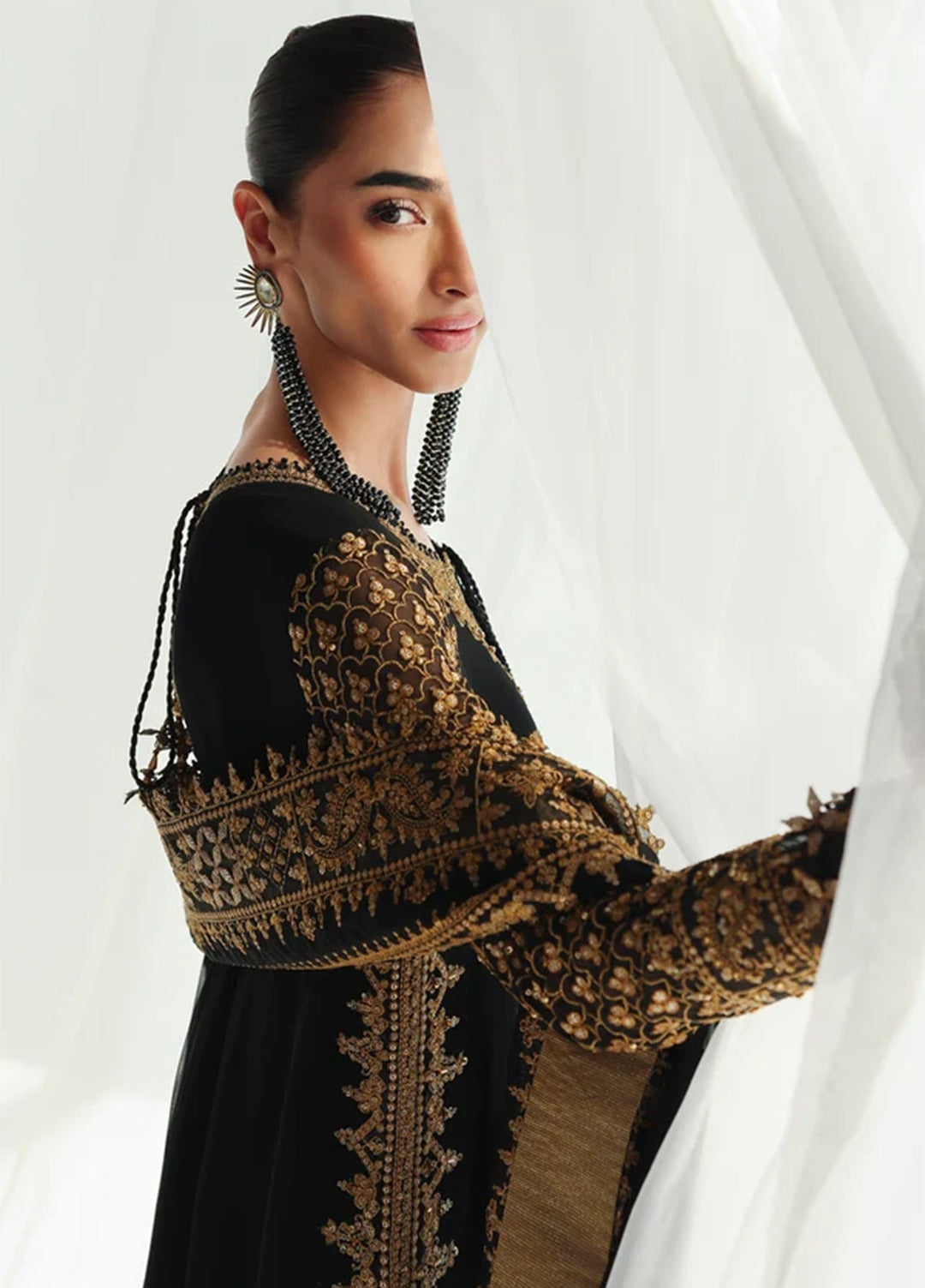 Qalamkar Unstitched Embroidered Chiffon 3 Piece Suit QLK26UCF Waliya QCC-06 - Festive Collection