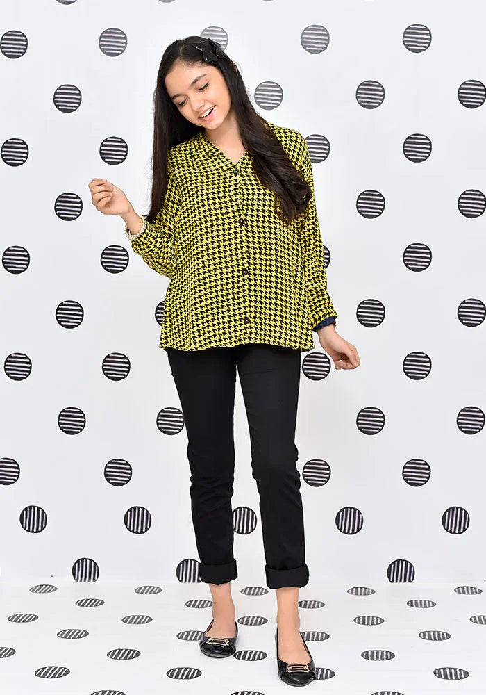 Ochre RTW Printed Linen Printed Top Girls 1 Piece OWT-488 - Summer Collection