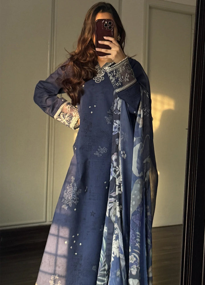 Afsanah by Seran Unstitched Embroidered Lawn 3 Piece Suit SN26UAL D-12 Sia - Summer Collection