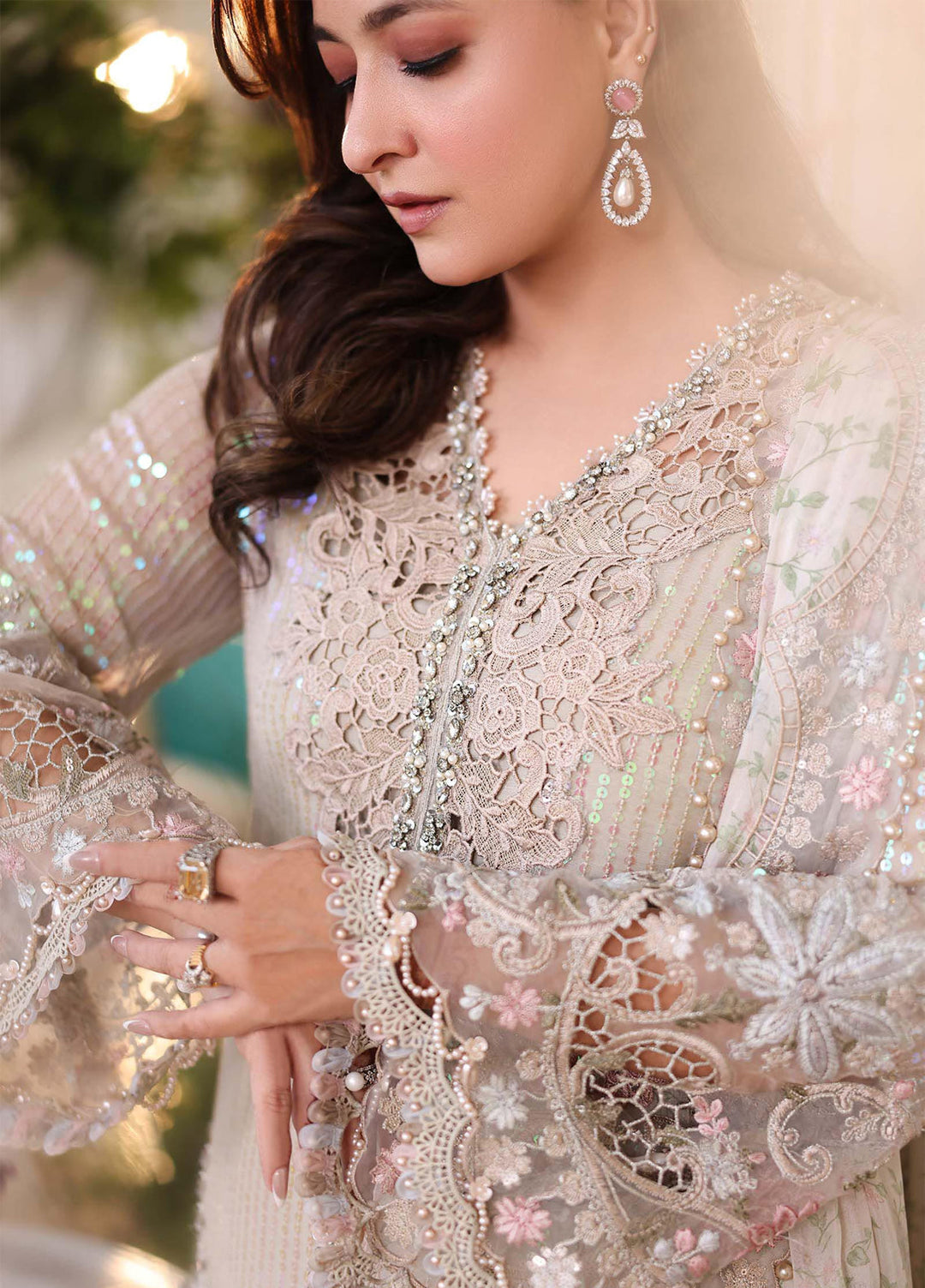 Maria B Unstitched Embroidered Chiffon 3 Piece Suit MB26UCF D7 - Festive Collection