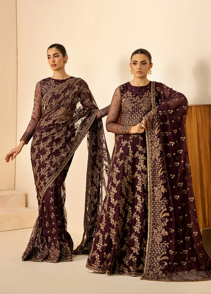 Riwayat by Zarif Unstitched Embroidered Net 4 Piece Suit ZR26URN ZRF-RC-07 BAZM - Festive Collection