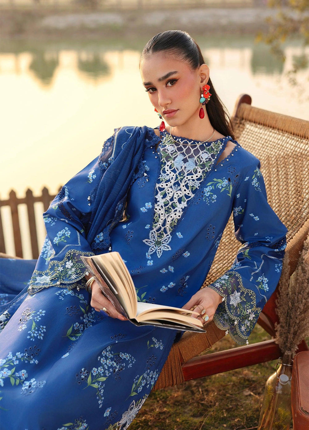 Sardinia Unstitched Embroidered Lawn 3 Piece Suit SRD26ULF D-6 RIVERSIDE - Festive Collection