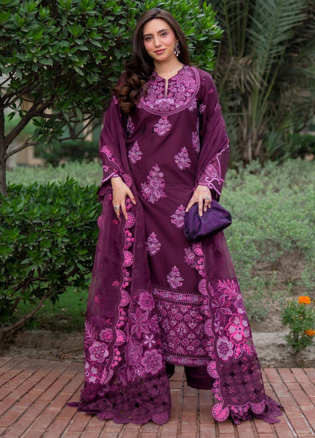 Aura of Flora by Zarizaa Unstitched Embroidered Lawn 3 Piece Suit BERRY Lawn Collection