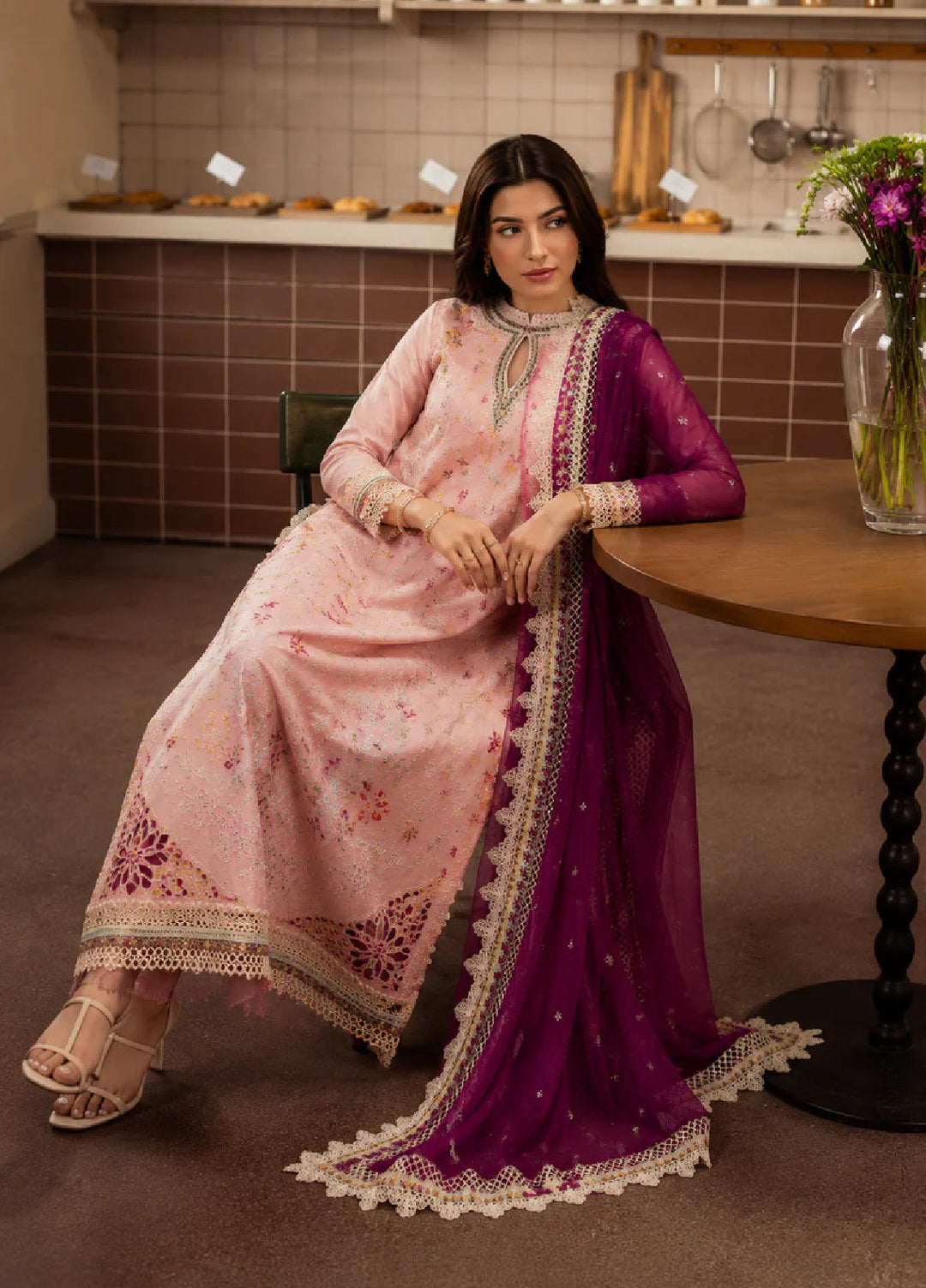 Brewed by Ayzel Unstitched Embroidered Paper Cotton 3 Piece Suit AAF26UBL Caramelia ZWU-0141-3PO - Festive Collection