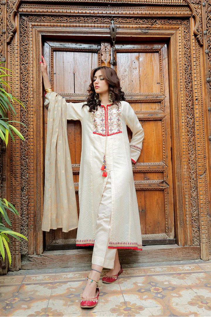 Senorita Women RTW Women Solids Fawn and Gold Casual plus 3 Piece Suit Cotton Jacquard Dobby LBD-02621 - Winter Collection