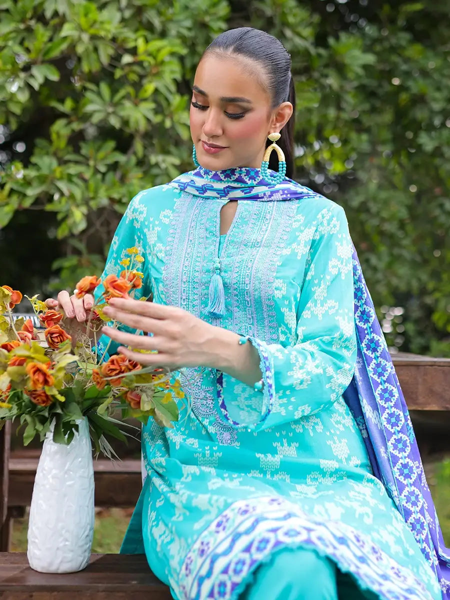 Salitex Women Embroidered Cambric 3 Piece Suit WUS3BS24IZ007 - Winter Collection