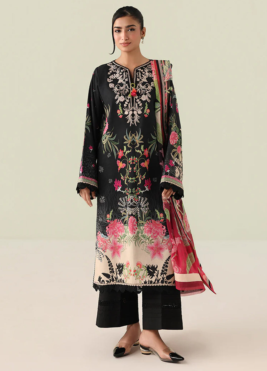 Rosette by Roheenaz Unstitched Lawn Embroidered 3 Piece Suit RNZ26UR Radiant Noon-1A - Summer Collection