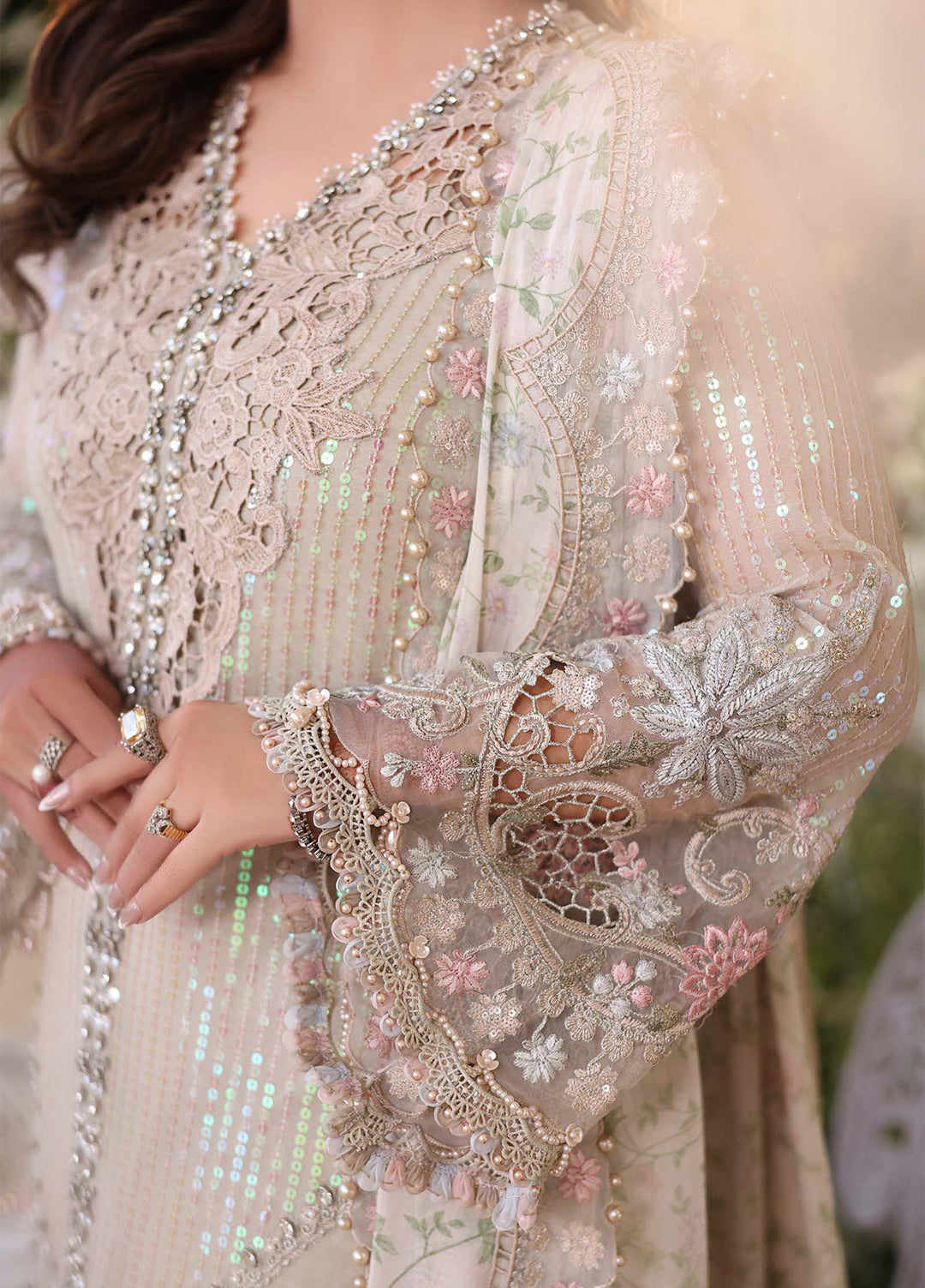 Maria B Unstitched Embroidered Chiffon 3 Piece Suit MB26UCF D7 - Festive Collection