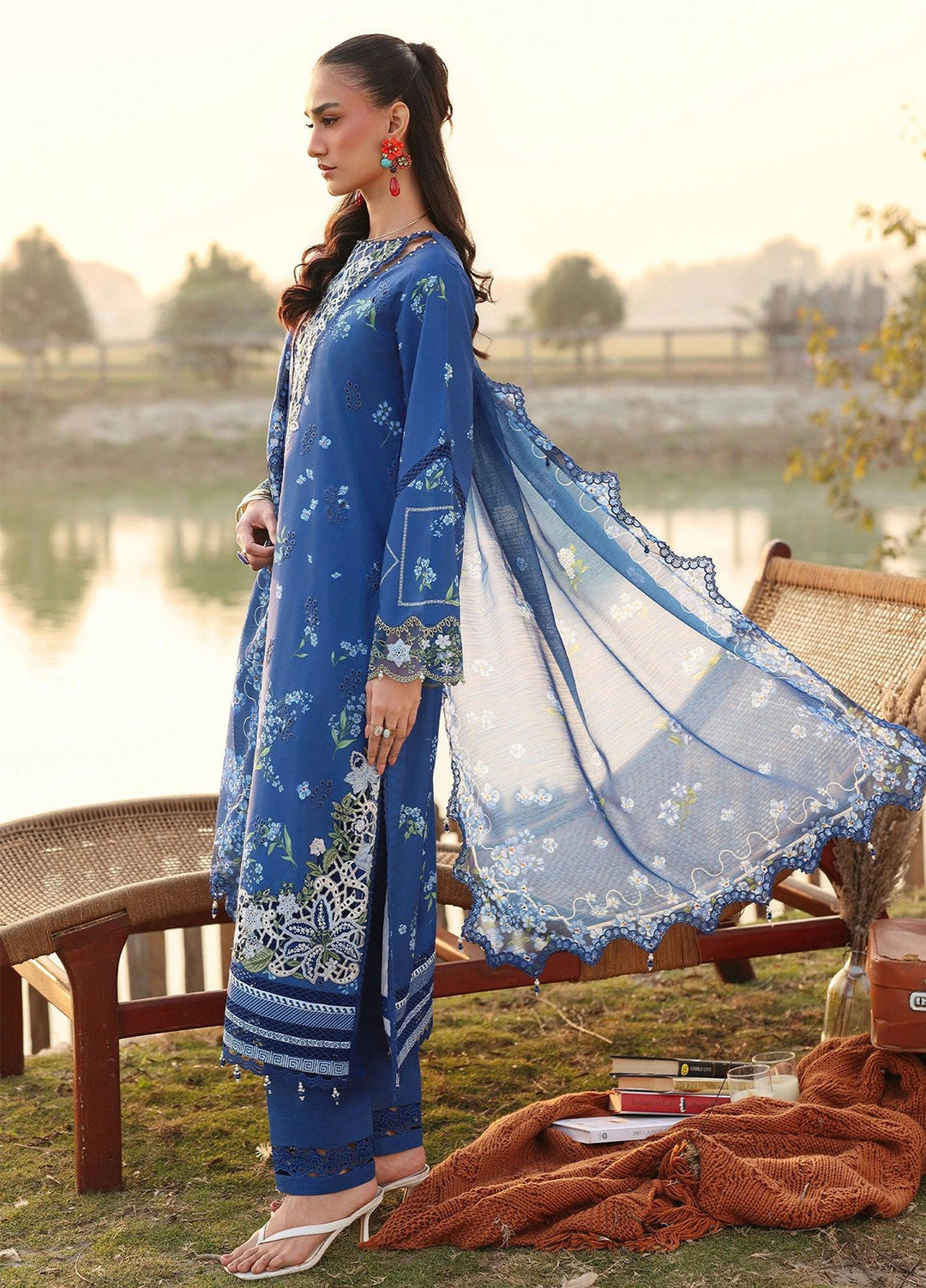 Sardinia Unstitched Embroidered Lawn 3 Piece Suit SRD26ULF D-6 RIVERSIDE - Festive Collection