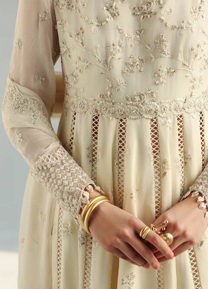 Qalamkar Unstitched Embroidered Chiffon 3 Piece Suit QLK26UCF Amera QCC-07 - Festive Collection
