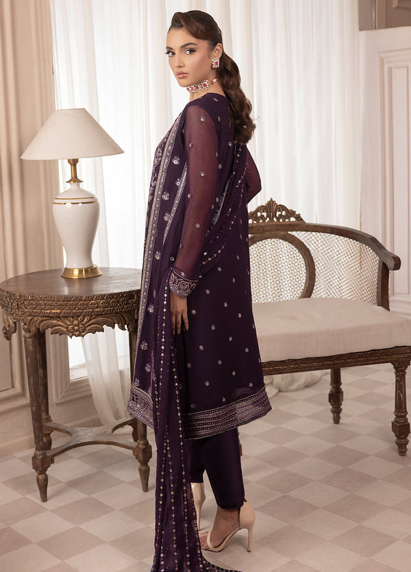 Elyssa by Sahane Pret Embroidered Chiffon 3 Piece Suit CT-19006 Mure - Festive Collection