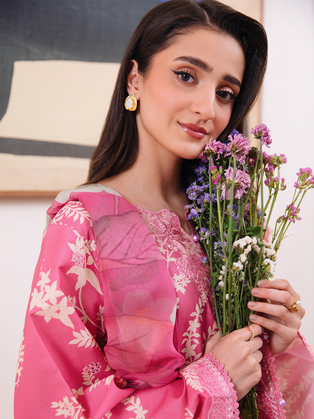 Femmora by Yards Unstitched Embroidered Lawn 3 Piece Suit Coral Dust Casual Collection