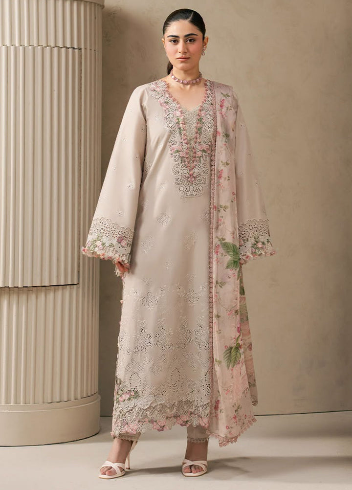 E-Craft by Elaf Unstitched Embroidered Lawn 3 Piece Suit EHC-6B Clay - Casual Collection