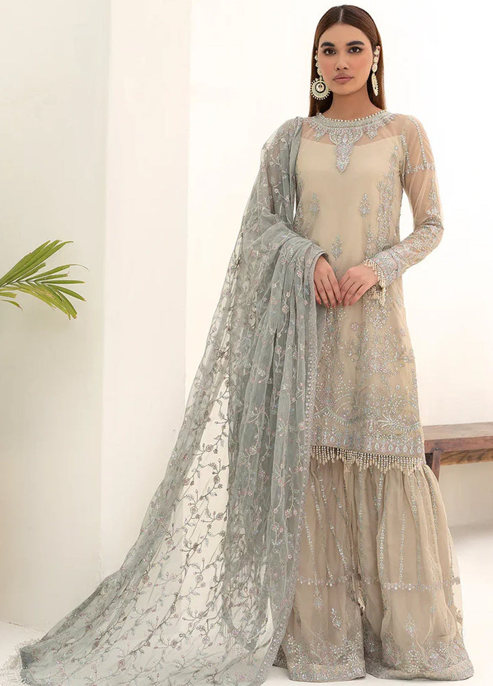 Nazneen By Zarif Embroidered Net Suits Unstitched 4 Piece ZR25UF ZN 04 Moon Light - Luxury Formal Collection