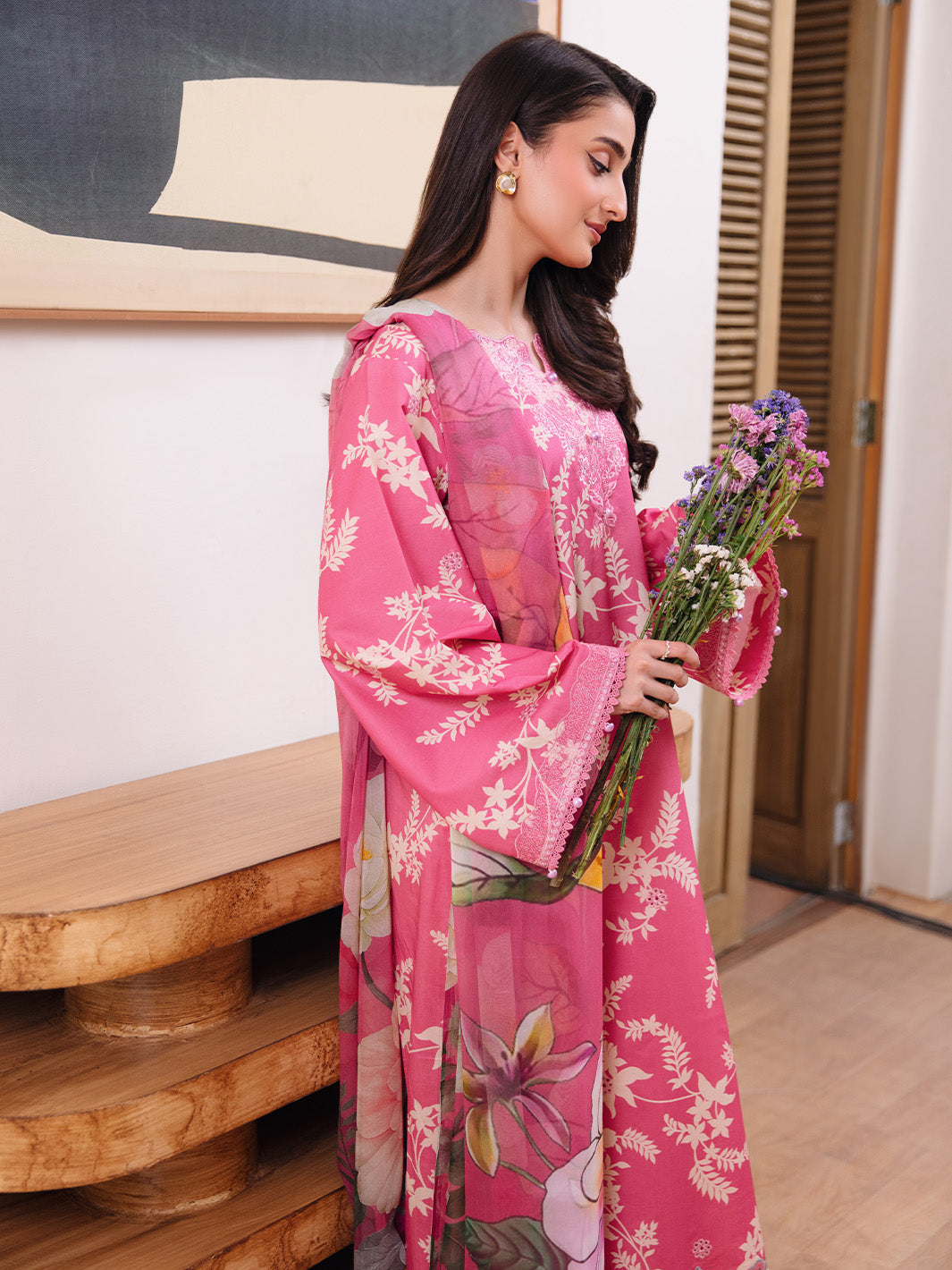 Femmora by Yards Unstitched Embroidered Lawn 3 Piece Suit Coral Dust Casual Collection