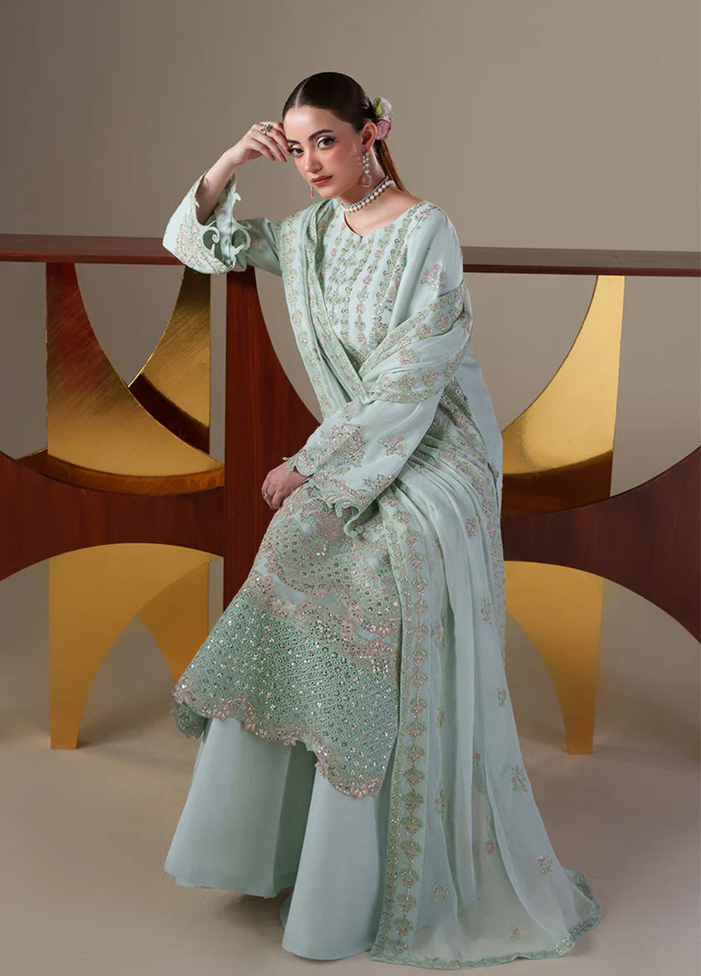 Nouvelle by Emaan Adeel Unstitched Embroidered Chiffon 3 Piece Suit EA26UNC Orla - Festive Collection