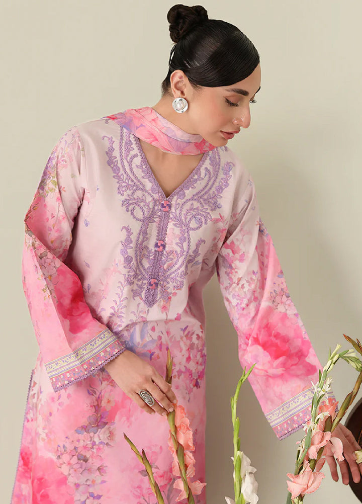 Rosette by Roheenaz Unstitched Lawn Embroidered 3 Piece Suit RNZ26UR Petal Whispers-2A - Summer Collection