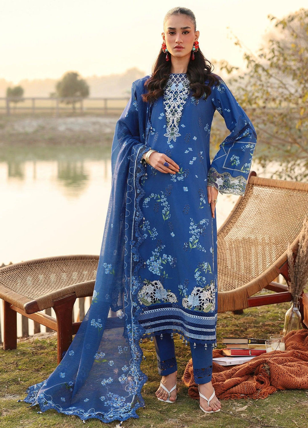 Sardinia Unstitched Embroidered Lawn 3 Piece Suit SRD26ULF D-6 RIVERSIDE - Festive Collection