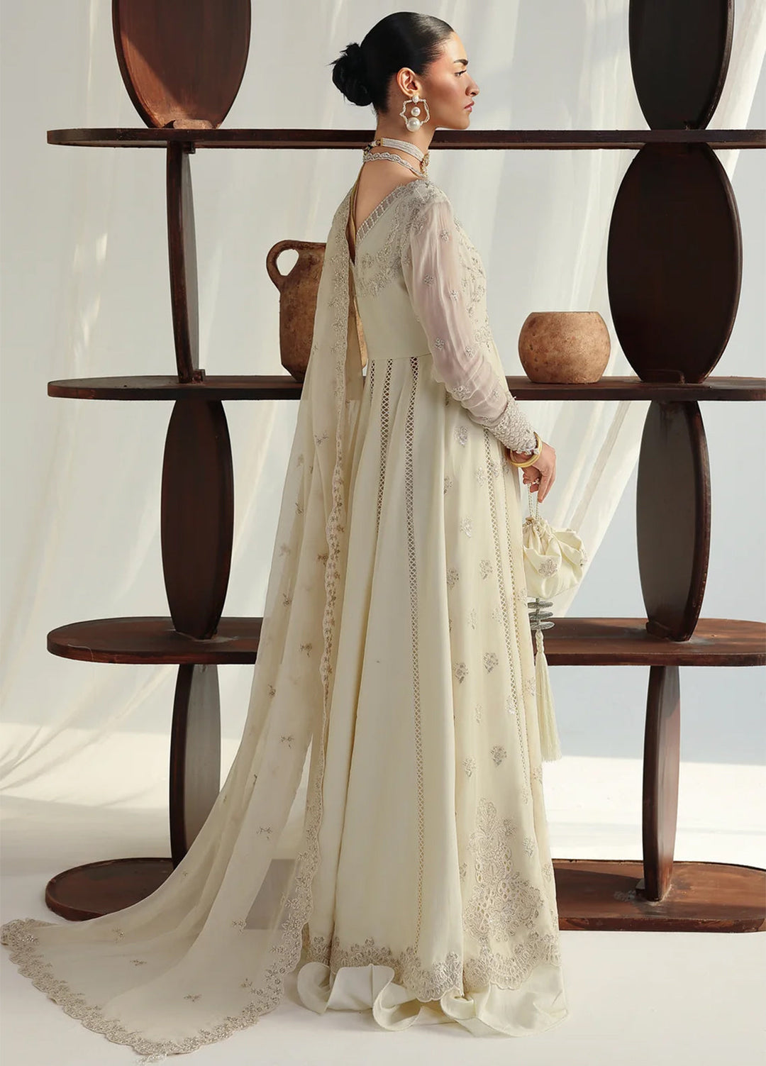 Qalamkar Unstitched Embroidered Chiffon 3 Piece Suit QLK26UCF Amera QCC-07 - Festive Collection