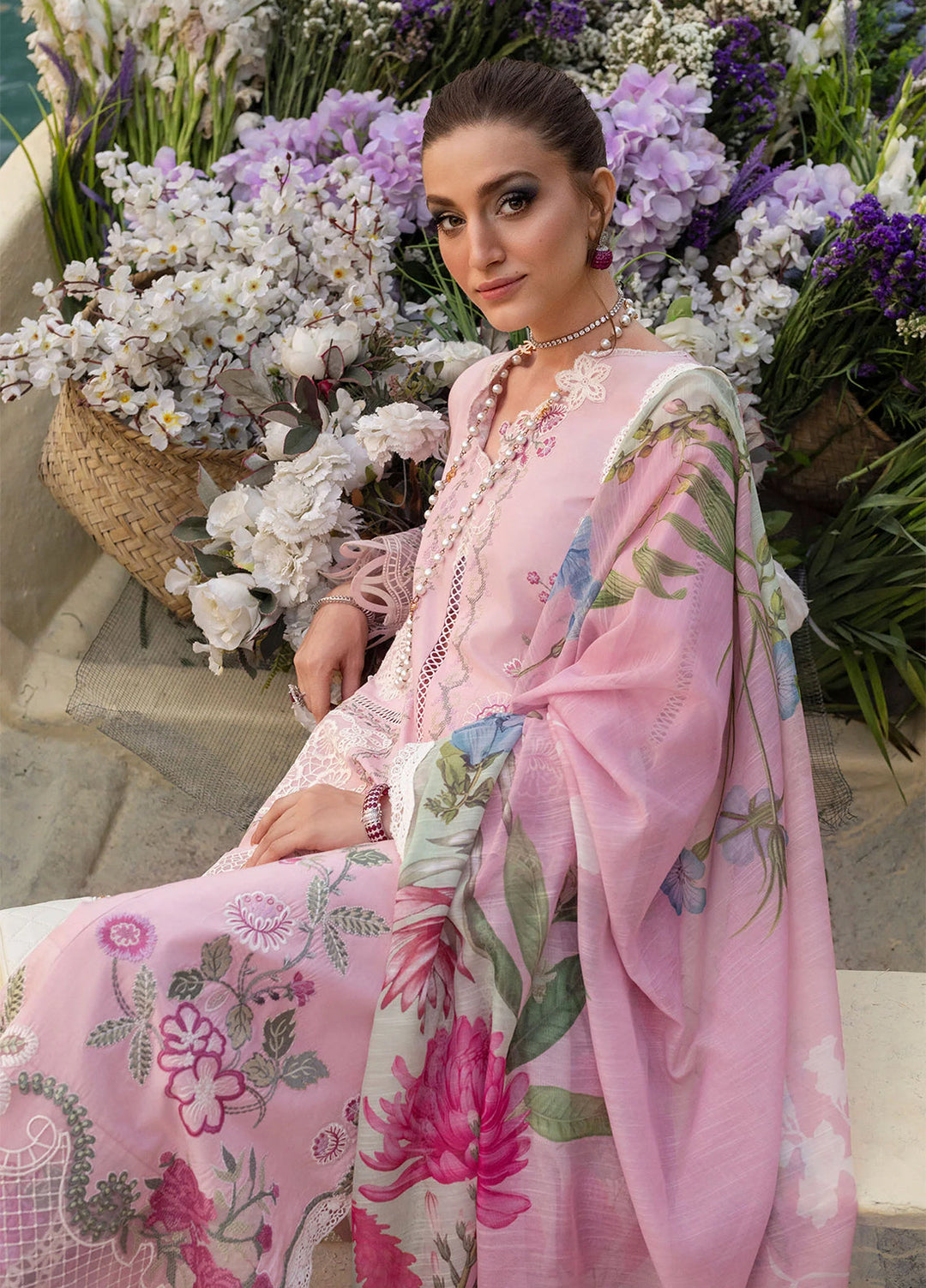 Bloom by Saira Shakira Unstitched Embroidered Lawn 3 Piece Suit SSR26ULB IRIS-08B - Eid Collection