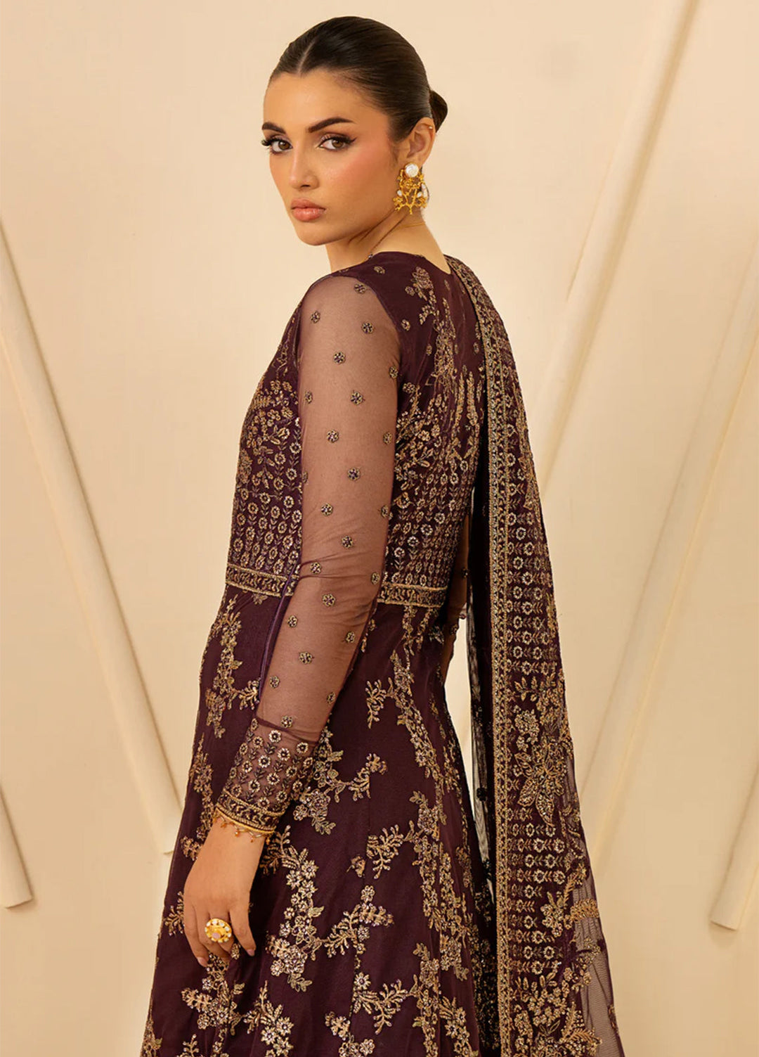Riwayat by Zarif Unstitched Embroidered Net 4 Piece Suit ZR26URN ZRF-RC-07 BAZM - Festive Collection