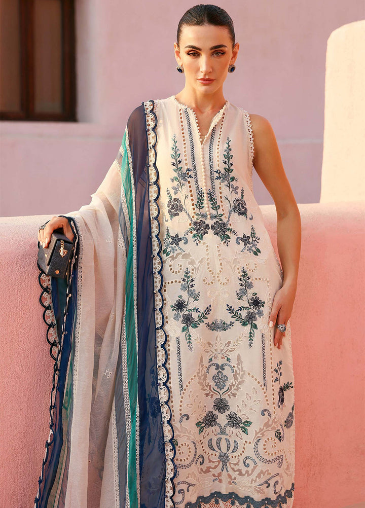 Maria B Unstitched Embroidered Luxury Lawn 3 Piece Suit MB26UEL 9B - Eid Collection
